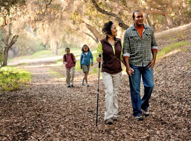 family walking in park